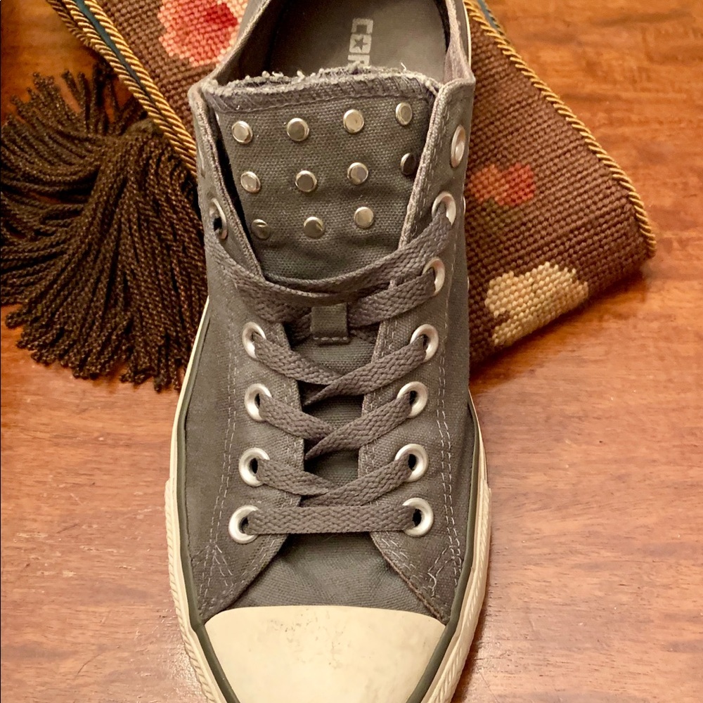 SOLD Women's Gray studded Converse All-Stars